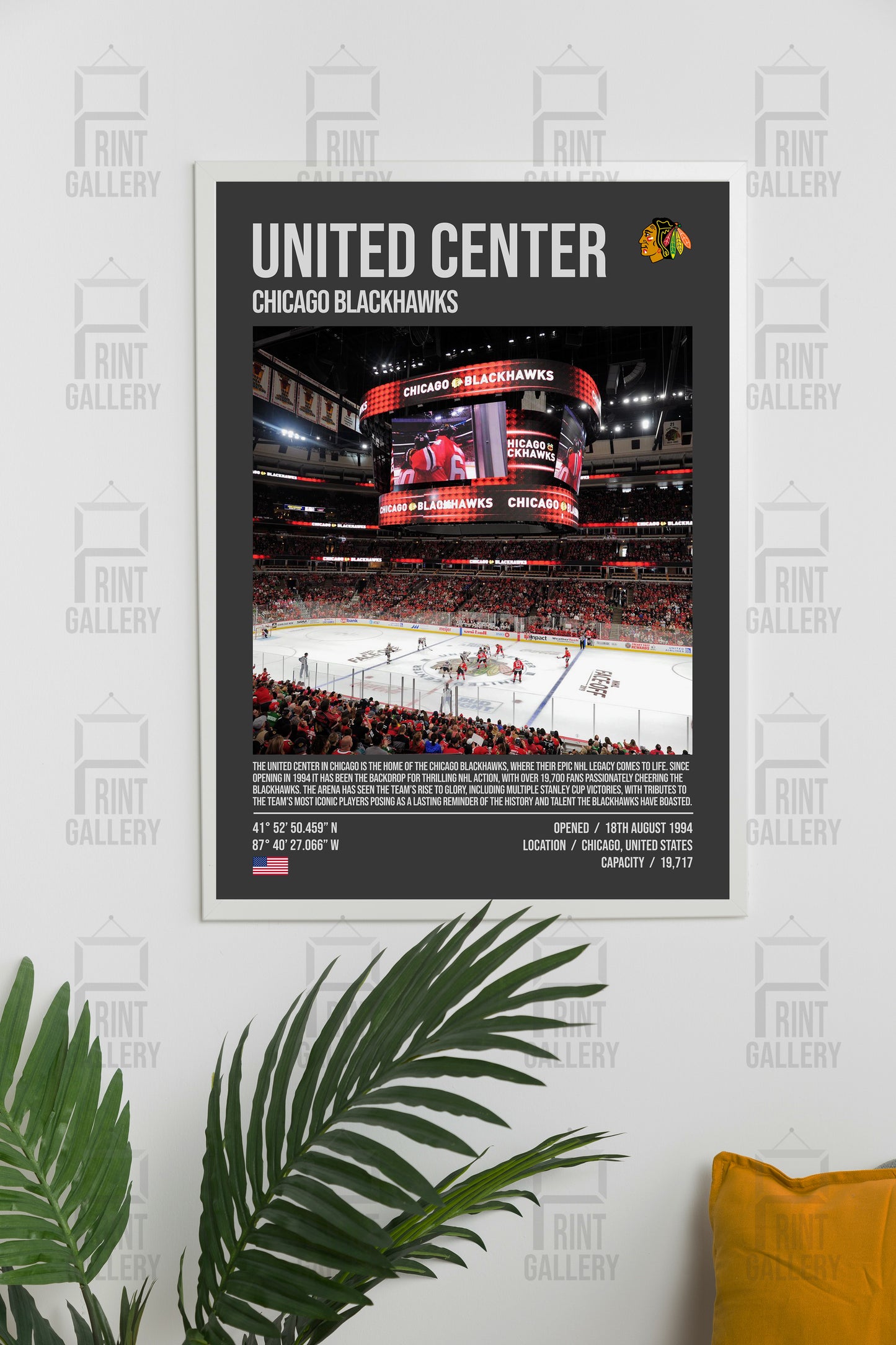 Chicago Blackhawks United Center NHL Stadium Poster & Digital Download