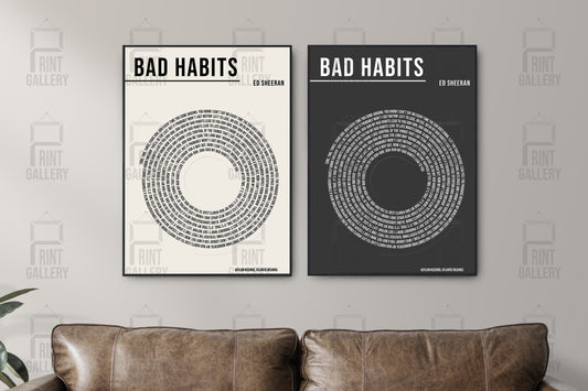 Bad Habits- Ed Sheeran Vinyl Lyric Poster