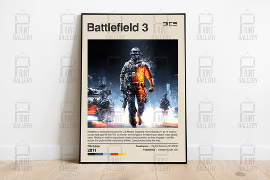 Battlefield 3 Video Game Poster & Digital Download