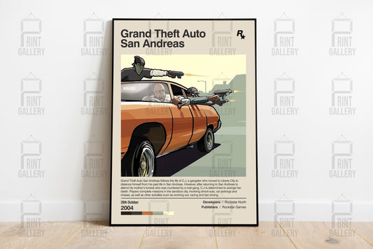 Grand Theft Auto San Andreas Video Game Poster & Digital Download