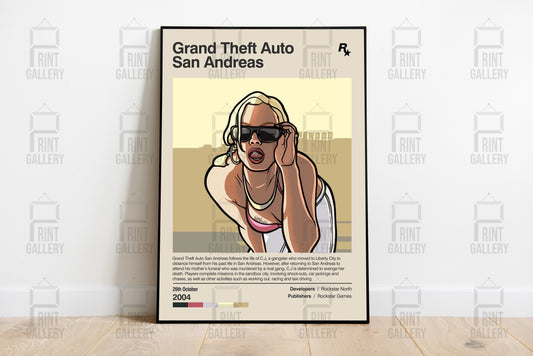 Grand Theft Auto San Andreas Video Game Poster & Digital Download