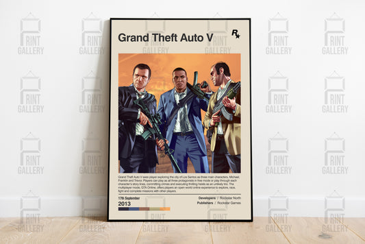 Grand Theft Auto V Video Game Poster & Digital Download