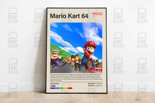 Mario Kart 64 1996 Video Game Poster & Digital Download