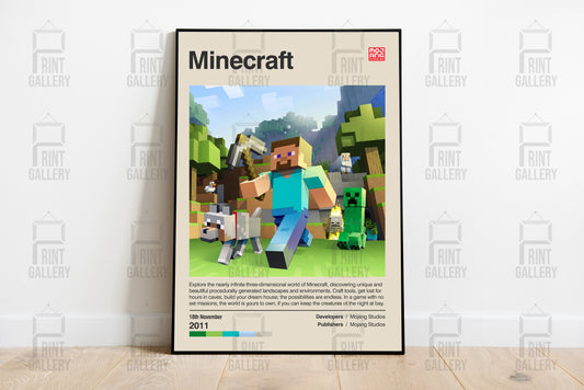 Minecraft Steve Video Game Poster & Digital Download