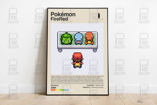 Pokémon FireRed Video Game Poster & Digital Download