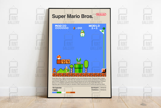 Super Mario Bros 1985 Video Game Poster & Digital Download