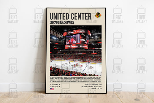 Chicago Blackhawks United Center NHL Stadium Poster & Digital Download